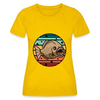 Piranha - Frauen Funktions-T-Shirt - Eigelb - Vorne - AI Model Female 172 dark (172cm)