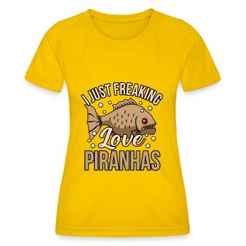 Piranha - Frauen Funktions-T-Shirt - Eigelb - Vorne - AI Model Female 172 dark (172cm)