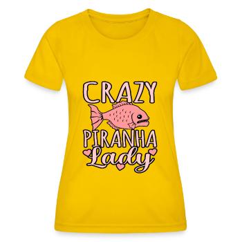 Piranha - Frauen Funktions-T-Shirt - Eigelb - Vorne - AI Model Female 172 dark (172cm)