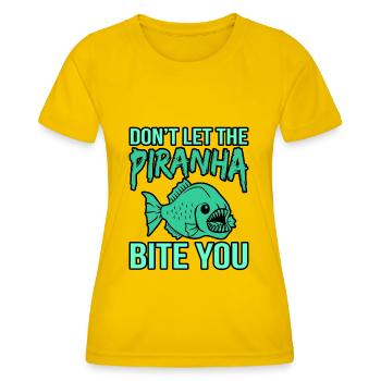 Piranha - Frauen Funktions-T-Shirt - Eigelb - Vorne - AI Model Female 172 dark (172cm)