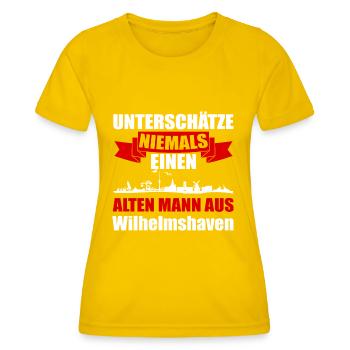 Unterschätze Niemals Einen Alten Mann Aus Wilhelms - Frauen Funktions-T-Shirt - Eigelb - Vorne - AI Model Female 172 dark (172cm)