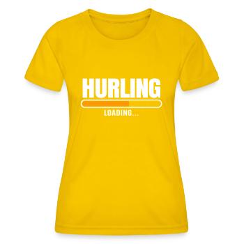 Schleudern Hurling - Frauen Funktions-T-Shirt - Eigelb - Vorne - AI Model Female 172 dark (172cm)