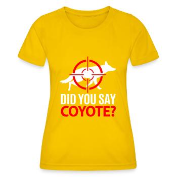 Coyote Hunting Coyote Jagen Geschenk - Frauen Funktions-T-Shirt - Eigelb - Vorne - AI Model Female 172 dark (172cm)