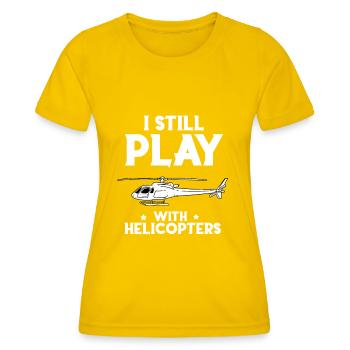 Je joue toujours avec des hélicoptères - T-shirt sport Femme - jaune d'œuf - Devant - AI Model Female 172 dark (172cm)
