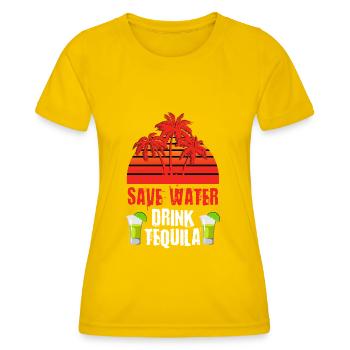 Wasser sparen Tequila trinken - Frauen Funktions-T-Shirt - Eigelb - Vorne - AI Model Female 172 dark (172cm)