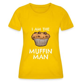 Je suis l’homme muffin - T-shirt sport Femme - jaune d'œuf - Devant - AI Model Female 172 dark (172cm)