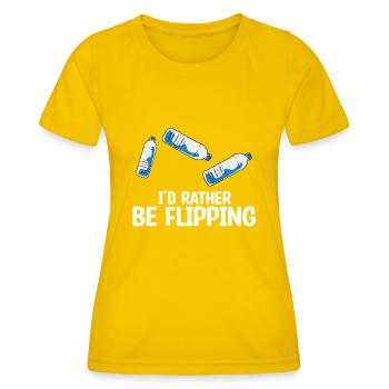 Bouteille d’eau Retournant la bouteille - T-shirt sport Femme - jaune d'œuf - Devant - AI Model Female 172 dark (172cm)
