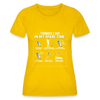 Bouteille d’eau Bouteille retournée Bouteille d’eau - T-shirt sport Femme - jaune d'œuf - Devant - AI Model Female 172 dark (172cm)
