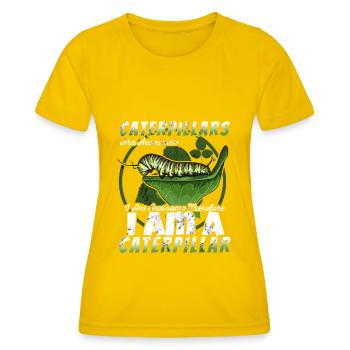 Raupe - Frauen Funktions-T-Shirt - Eigelb - Vorne - AI Model Female 172 dark (172cm)