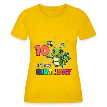 Raupe - Frauen Funktions-T-Shirt - Eigelb - Vorne - AI Model Female 172 dark (172cm)