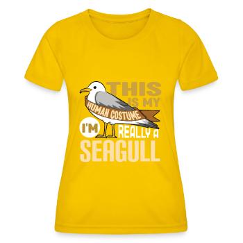 Mouette - T-shirt sport Femme - jaune d'œuf - Devant - AI Model Female 172 dark (172cm)