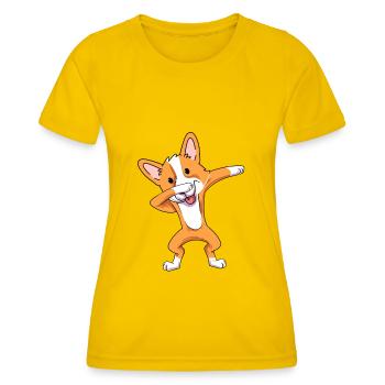 Welsh Corgi - Women's Functional T-Shirt - egg yellow - Front - AI Model Female 172 dark (172cm)
