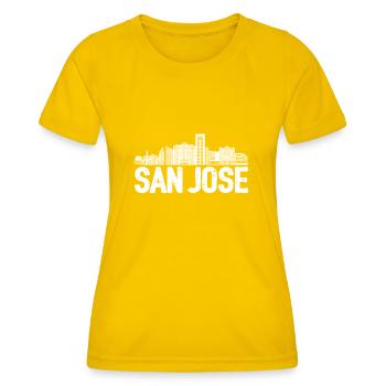 San Jose Skyline - Frauen Funktions-T-Shirt - Eigelb - Vorne - AI Model Female 172 dark (172cm)