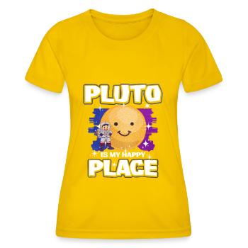 Pluto Planet Geschenk - Frauen Funktions-T-Shirt - Eigelb - Vorne - AI Model Female 172 dark (172cm)