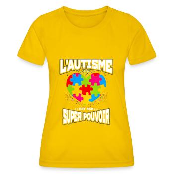 L'autisme est mon super pouvoir - Women's Functional T-Shirt - egg yellow - Front - AI Model Female 172 dark (172cm)