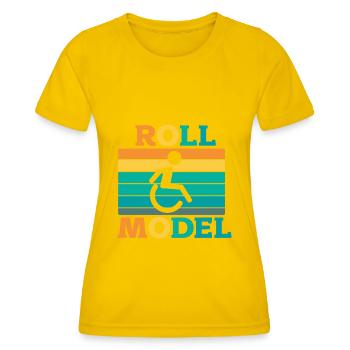 Rollstuhl - Frauen Funktions-T-Shirt - Eigelb - Vorne - AI Model Female 172 dark (172cm)