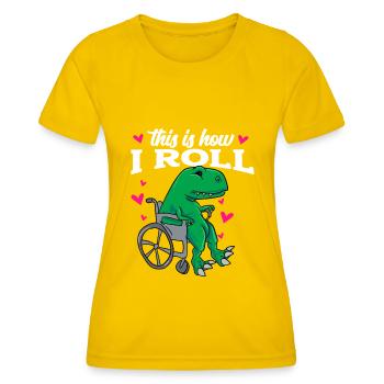 Rollstuhl - Frauen Funktions-T-Shirt - Eigelb - Vorne - AI Model Female 172 dark (172cm)
