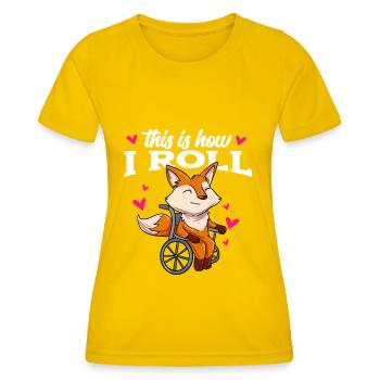 Rollstuhl - Frauen Funktions-T-Shirt - Eigelb - Vorne - AI Model Female 172 dark (172cm)