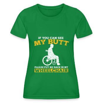 Fauteuil roulant - T-shirt sport Femme - vert - Devant - AI Model Female 172 dark (172cm)