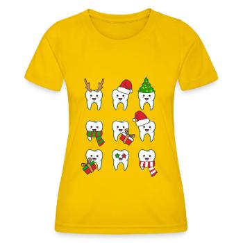 Zahn Zähne Zahnarzt Zahnmedizinische Angestellte - Frauen Funktions-T-Shirt - Eigelb - Vorne - AI Model Female 172 dark (172cm)