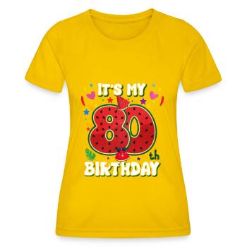 80th Birthday Watermelon - Women's Functional T-Shirt - egg yellow - Front - AI Model Female 172 dark (172cm)