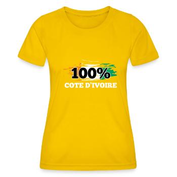 Côte d’Ivoire - T-shirt sport Femme - jaune d'œuf - Devant - AI Model Female 172 dark (172cm)