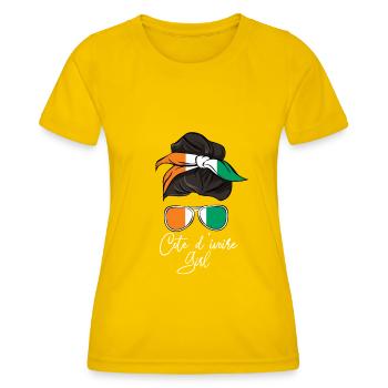 Côte d’Ivoire - T-shirt sport Femme - jaune d'œuf - Devant - AI Model Female 172 dark (172cm)