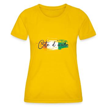 Côte d’Ivoire - T-shirt sport Femme - jaune d'œuf - Devant - AI Model Female 172 dark (172cm)
