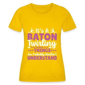 Bâton Twirling Bâton Twirler Cadeau - T-shirt sport Femme - jaune d'œuf - Devant - AI Model Female 172 dark (172cm)