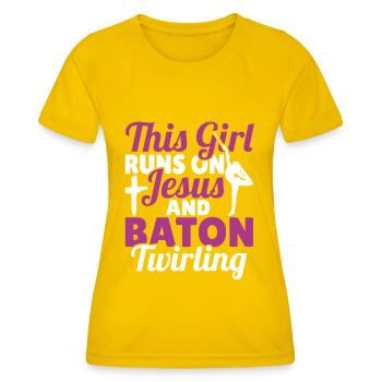 Bâton Twirling Bâton Twirler cadeau - T-shirt sport Femme - jaune d'œuf - Devant - AI Model Female 172 dark (172cm)
