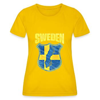 Suède - T-shirt sport Femme - jaune d'œuf - Devant - AI Model Female 172 dark (172cm)
