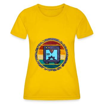 Impression 3D - T-shirt sport Femme - jaune d'œuf - Devant - AI Model Female 172 dark (172cm)