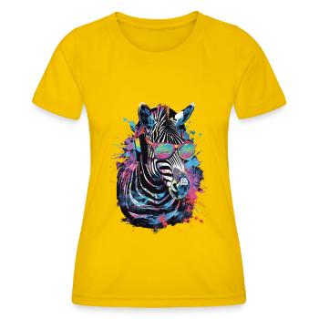 Zebra - Frauen Funktions-T-Shirt - Eigelb - Vorne - AI Model Female 172 dark (172cm)