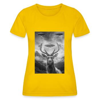 Ufo Selfie Moose - Women's Functional T-Shirt - egg yellow - Front - AI Model Female 172 dark (172cm)