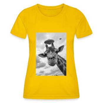 Ufo Selfie Giraffe - Women's Functional T-Shirt - egg yellow - Front - AI Model Female 172 dark (172cm)