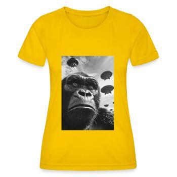 Ufo Selfie Gorilla - Women's Functional T-Shirt - egg yellow - Front - AI Model Female 172 dark (172cm)