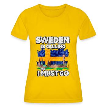 Schweden - Frauen Funktions-T-Shirt - Eigelb - Vorne - AI Model Female 172 dark (172cm)