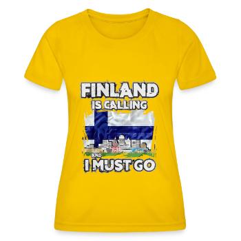 Finnland - Frauen Funktions-T-Shirt - Eigelb - Vorne - AI Model Female 172 dark (172cm)