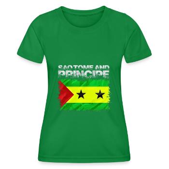 Sao Tomé-Principe - T-shirt sport Femme - vert - Devant - AI Model Female 172 dark (172cm)