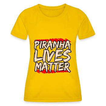 Piranha - Frauen Funktions-T-Shirt - Eigelb - Vorne - AI Model Female 172 dark (172cm)