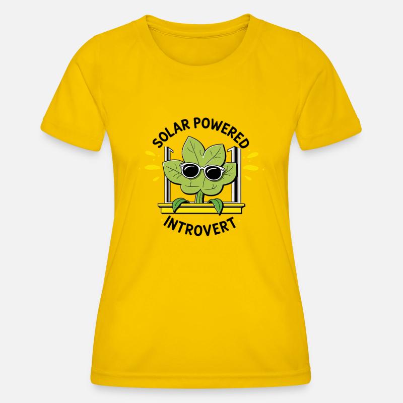 Solar Powered Introvert – Plant Joke - Women's Functional T-Shirt - egg yellow
