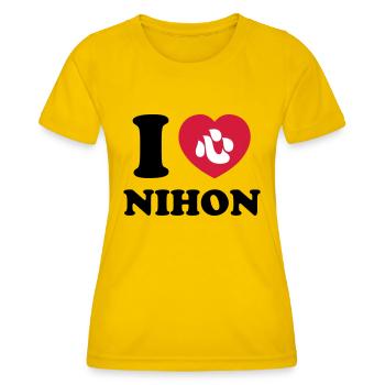 I HEART [LOVE] NIHON - Women's Functional T-Shirt - egg yellow - Front - AI Model Female 172 dark (172cm)