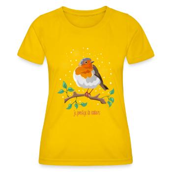 rouge- gorge - T-shirt sport Femme - jaune d'œuf - Devant - AI Model Female 172 dark (172cm)