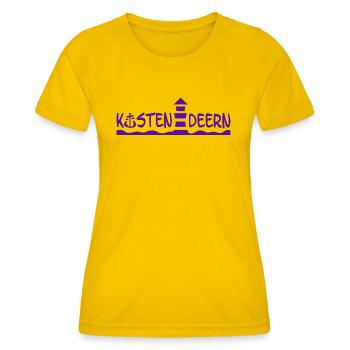 Küstendeern Aufschrift Violett - Frauen Funktions-T-Shirt - Eigelb - Vorne - AI Model Female 172 dark (172cm)