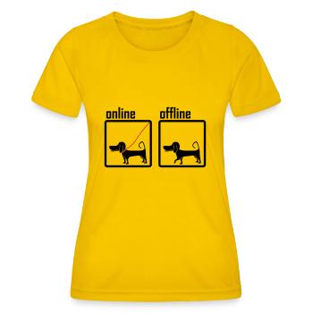 ligne / hors ligne (chien) - T-shirt sport Femme - jaune d'œuf - Devant - AI Model Female 172 dark (172cm)