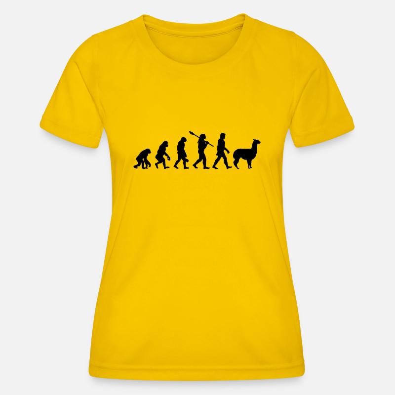 Evolution Alpaca funny gift idea South America - Women's Functional T-Shirt - egg yellow