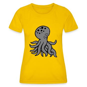 Octopus sleeps sad eyes closed tired cute - Women's Functional T-Shirt - egg yellow - Front - AI Model Female 172 dark (172cm)