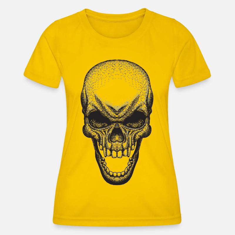 Dot Skull - Women's Functional T-Shirt - egg yellow
