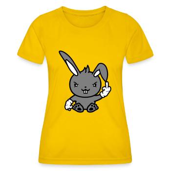 Lapin Majeur Montrer Méchant Coquin Insultant - T-shirt sport Femme - jaune d'œuf - Devant - AI Model Female 172 dark (172cm)