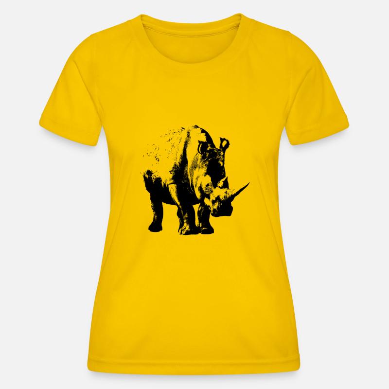 White Rhinoceros (shadow only) - Women's Functional T-Shirt - egg yellow